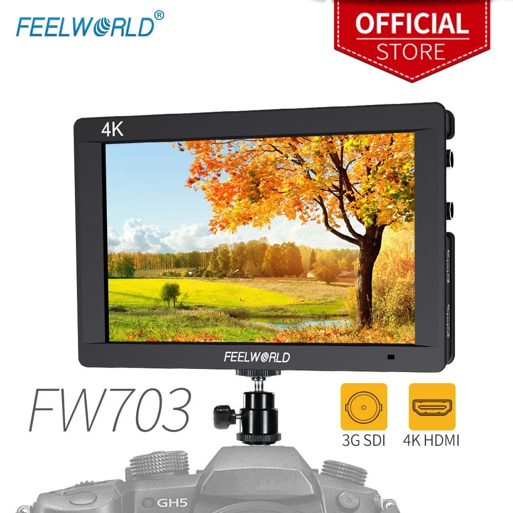 Feelworld FW703 Monitor HDMI da 7 pollici 3G-SDI 4K Monitor da 7 "IPS 1920x1200 Full HD Monitor da campo con istogramma con messa a fuoco sul picco Zebra