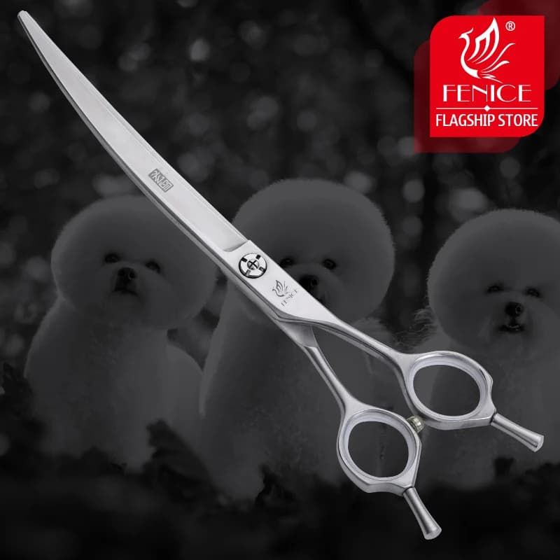 Fenice 7.5 pollici Professionale Curvo Cani Toelettatura Forbici Animali Domestici Taglio Capelli Cesoie Giappone 440c Acciaio Inossidabile