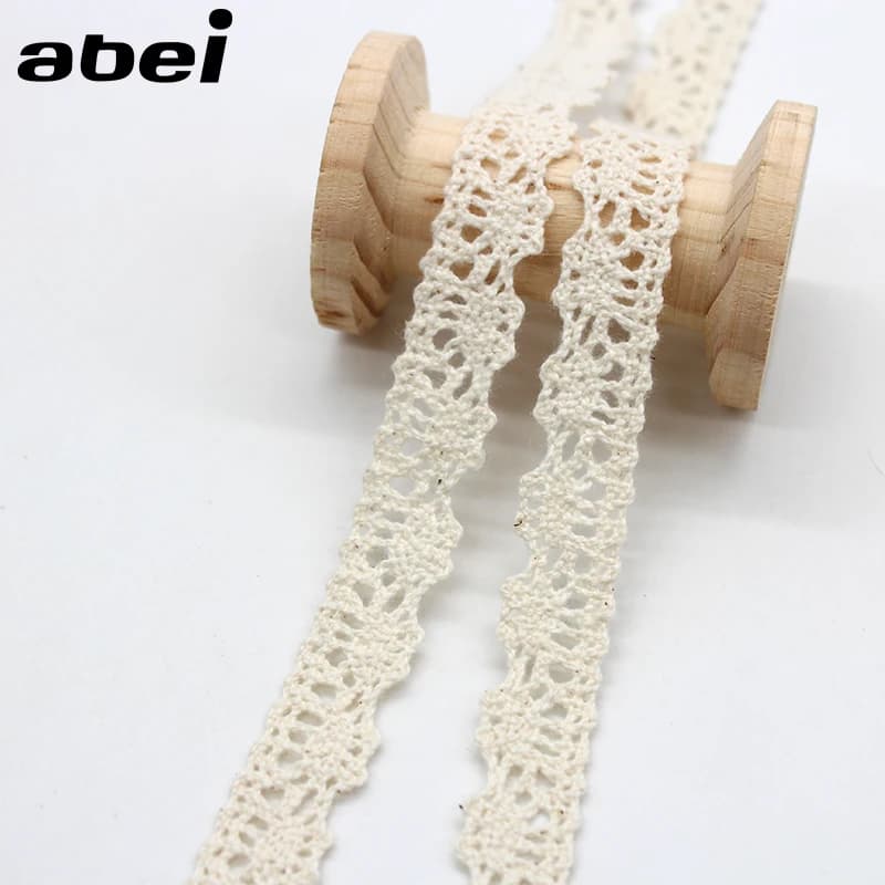 10yards/Lot 1.3cm ricami in pizzo di cotone ricamato nastro Beige tenda maglione tovaglia tessuto bordo avvolgere accessori per abbigliamento