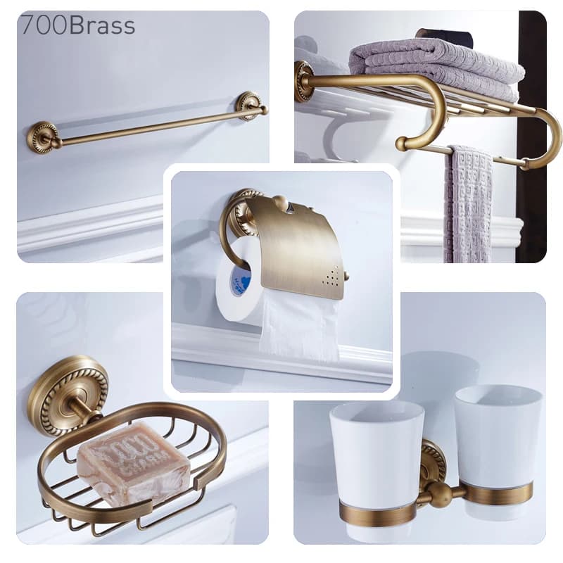 In Ottone massiccio Accessori Bagno Set A Parete Antico Doccia Cestino Porta Carta Igienica Barra di Tovagliolo Cremagliera Bagno Ferramenteria e attrezzi
