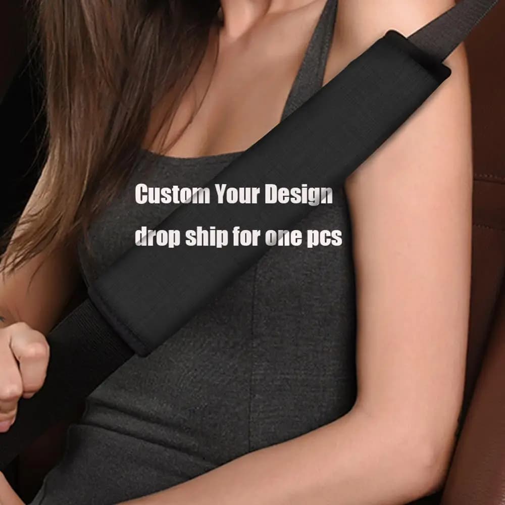 INSTANTARTS Custom Design/Logo/Name/Test Safety Belt Bearing Cover for Car 2 Pieces Soft Safety Belt for Adult Car Strap