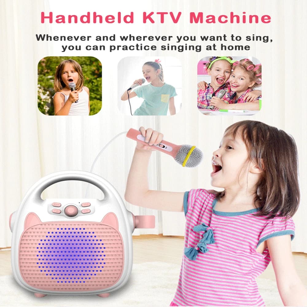 Macchina da canto wireless Lettore musicale per bambini Giocattoli Karaoke per bambini Altoparlante KTV Giocattolo musicale per ragazze con supporto per microfono Scheda TF