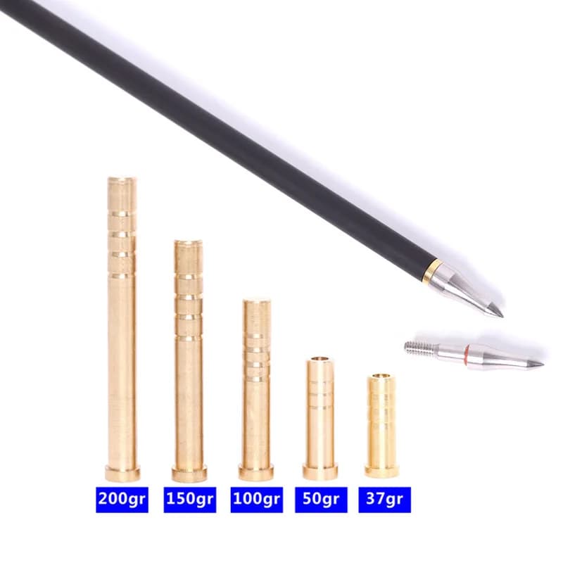Copper Insert for Archery Arrow Shaft, Hunting Shooting Accessories, Fit for Diameter 6.2mm, 37, 50, 100, 150, 200 Grain, 6Pcs