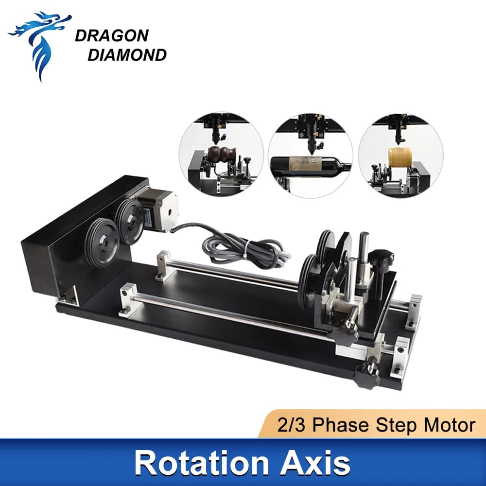 Rotating axle engraving fitting with 2/3 phase rollers for CO2 laser engraving machine