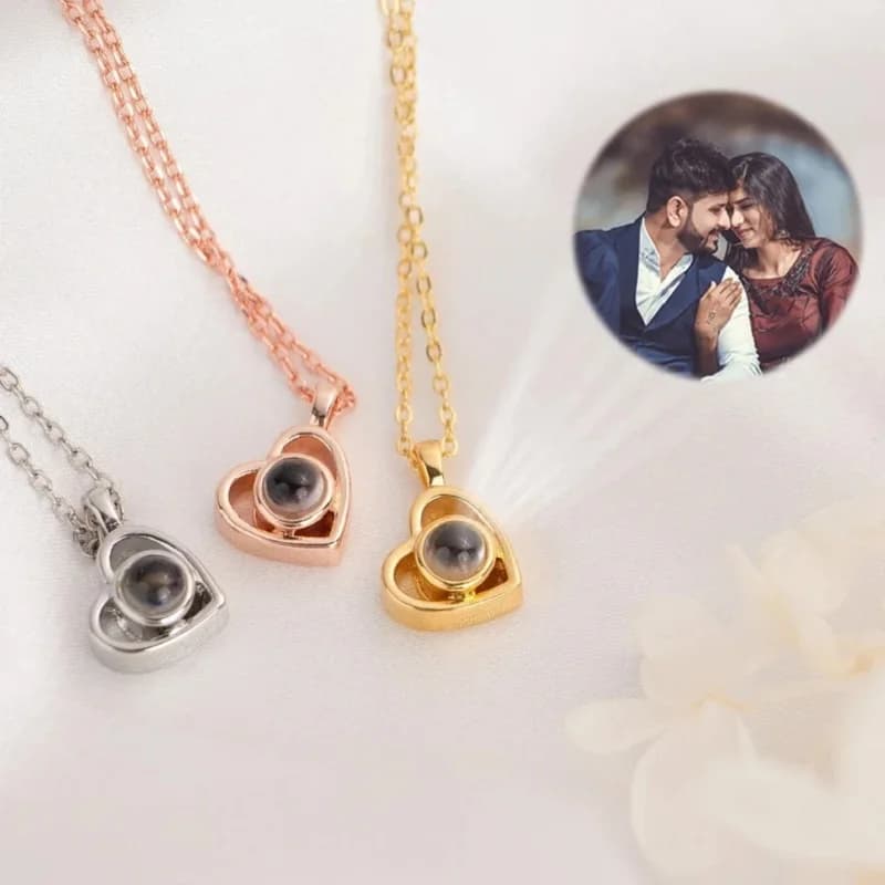 Collana con foto di proiezione Ciondolo con foto Stile cuore Gioielli personalizzati Regalo commemorativo Medaglione fotografico Regalo per la festa della mamma