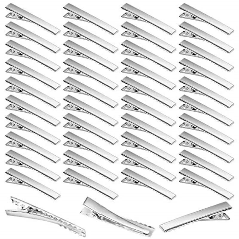 20-50PCS Morsetti a coccodrillo per capelli in metallo a punta singola Fermagli per capelli con fattura d'anatra Parte superiore piatta con denti Curl Clip per accessori per capelli FAI DA TE