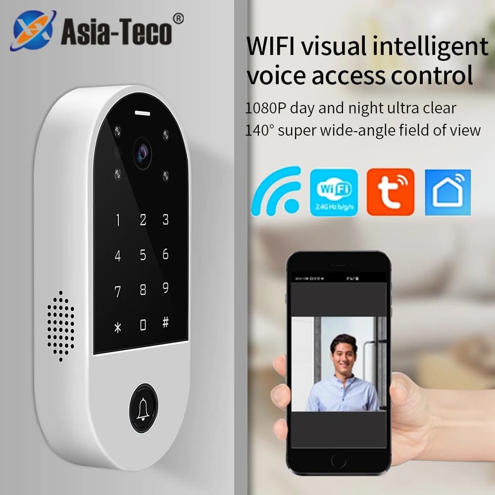 Tuya Smart Home Wifi videocitofono controllo accessi tastiera RFID sistema di controllo porta elettrico con telecamera per casa appartamento + copertura
