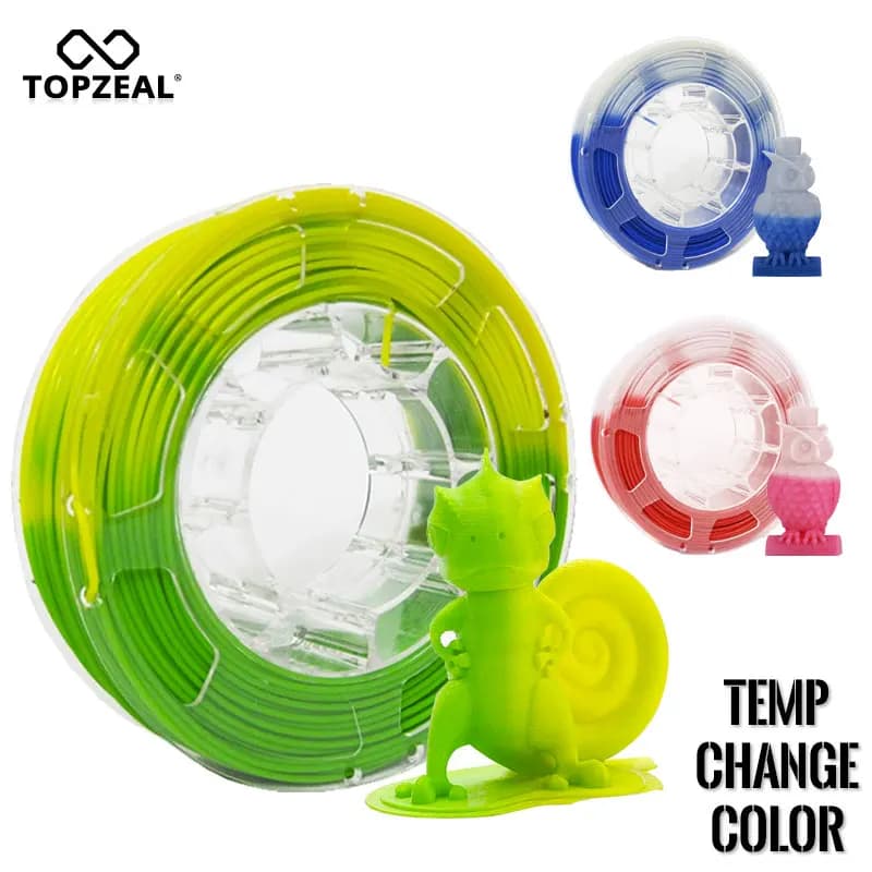 TOPZEAL PLA Color Filament Changed by Temperature, 1KG Spool 1.75mm Filament PLA, dimensional +/- 0.05mm accuracy for 3D Printer