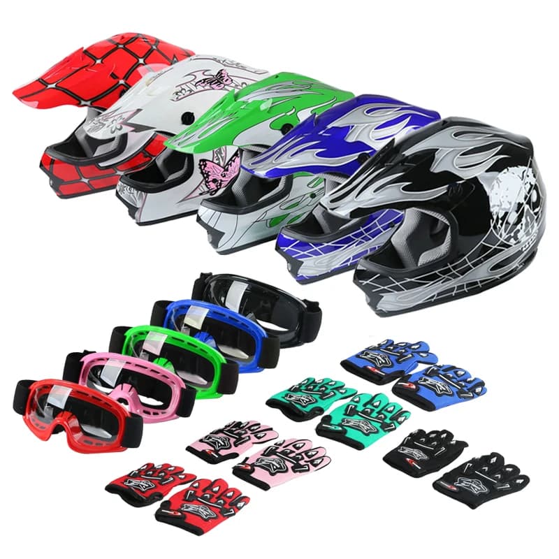 DOT Moto Giovani Bambini Casco integrale Casco Offroad Street Goggles Guanti Caschi da bici ATV capacete