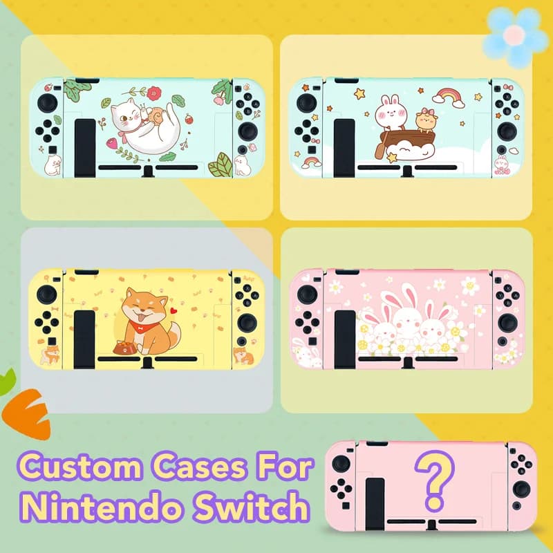 Custodie in TPU personalizzate Kawaii per Nintendo Switch rosa giallo blu nero verde viola Base colori protezione Shell Decal Cover