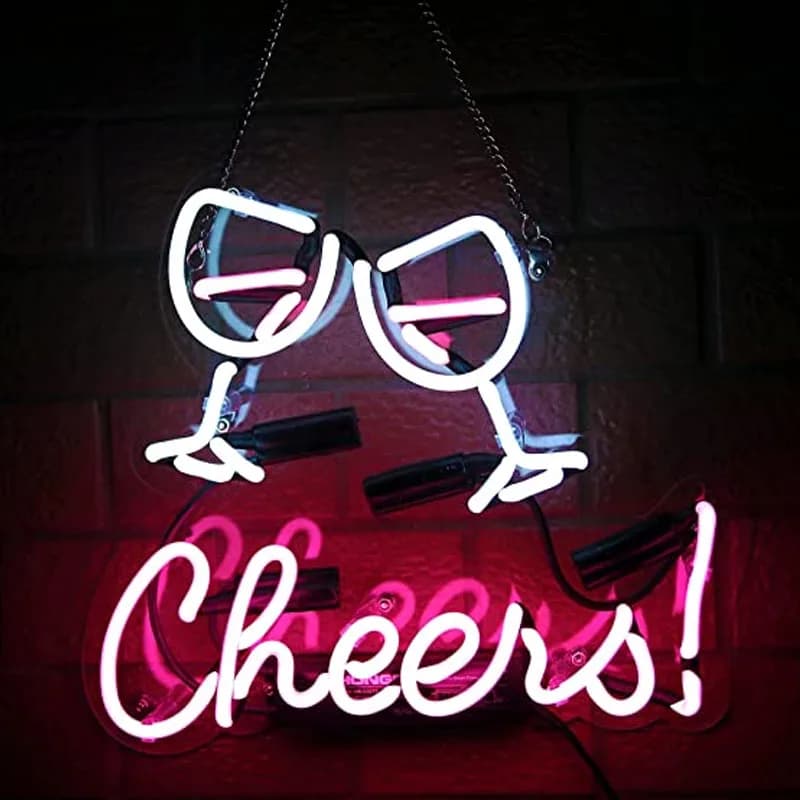 Cheers Cup Neon Bar Sign Neon Sign Light Wall Hang per Room Birra Bar Regali da parete Decorazione di nozze Home Room Bedroom Love Decor