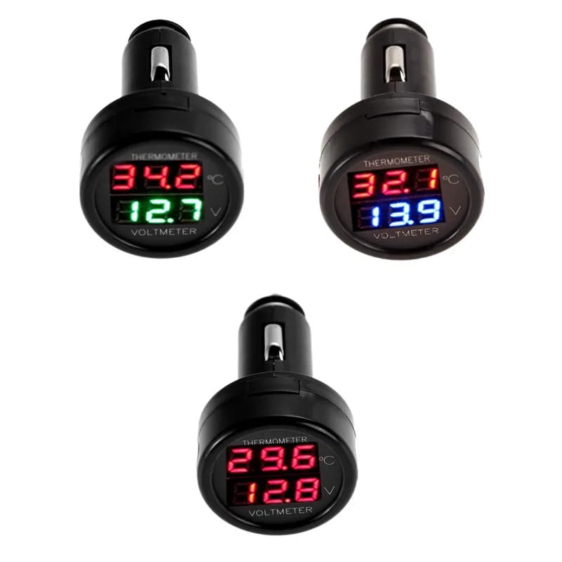 2 In 1 Car Auto 12V Termometro Voltmetro Universale Doppio Display A LED Termometro Digitale Voltmetro Auto Accessori