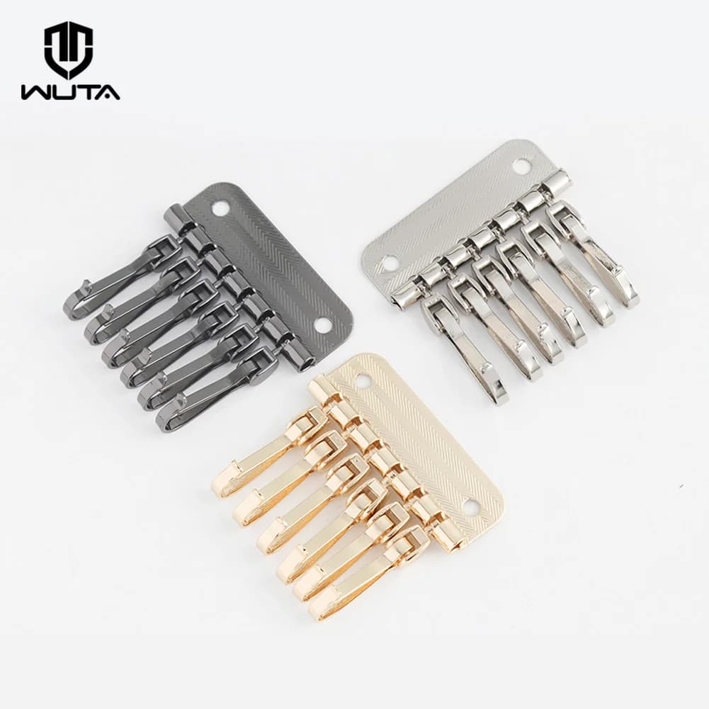 WUTA High Quality 2/5 pcs Wallet Key Row 6 Hooks Metal Key Holders Hardware Rivet Hook Keyring Key Chain DIY Leather Accessories