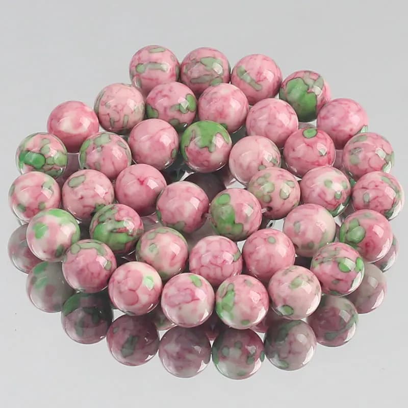 Pietra naturale rosa verde colorato pioggia Jaspers branelli allentati rotondi per gioielli che fanno collana braccialetto donna fai da te 4/6/8/10/12mm