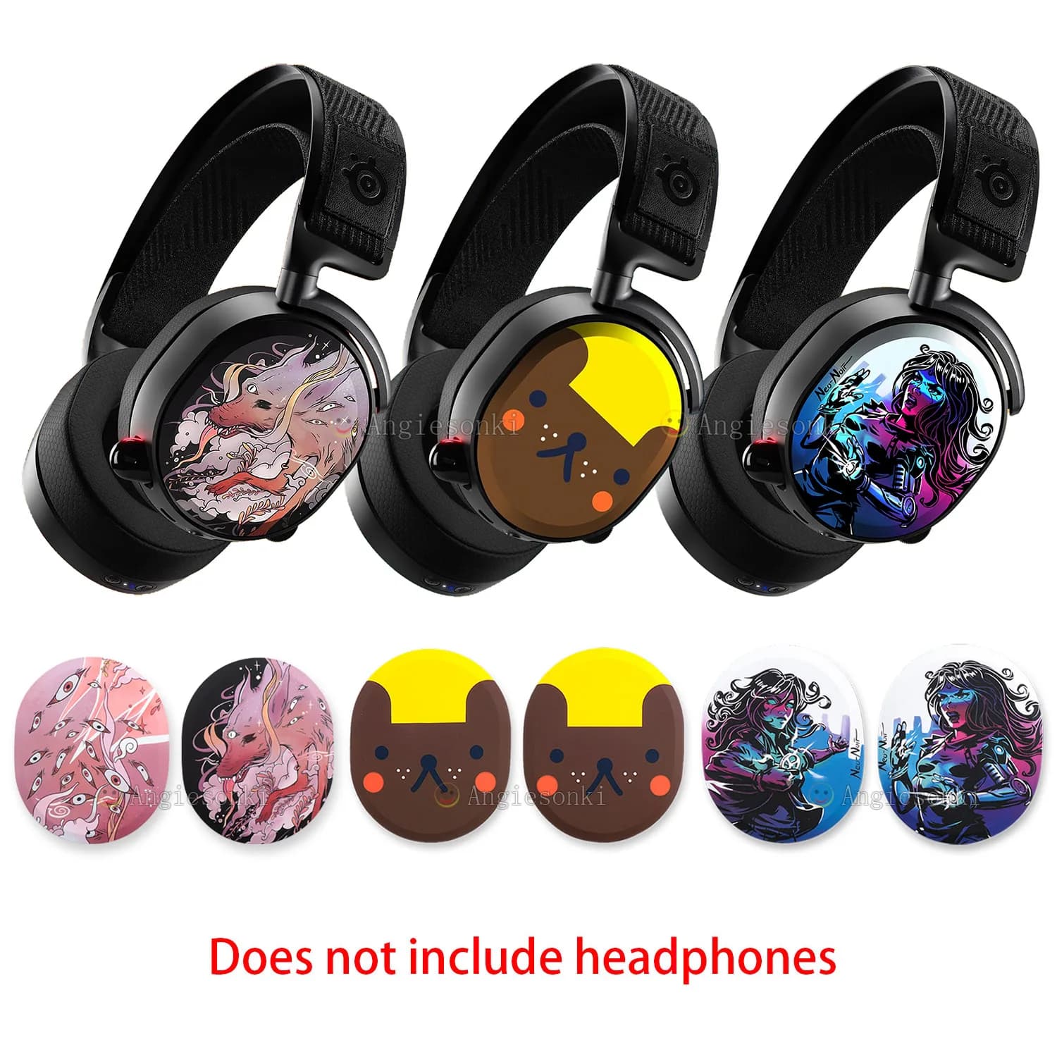 1 pair of side shells for Steel.Series Arctis Pro wireless earphones with multicolor magnet