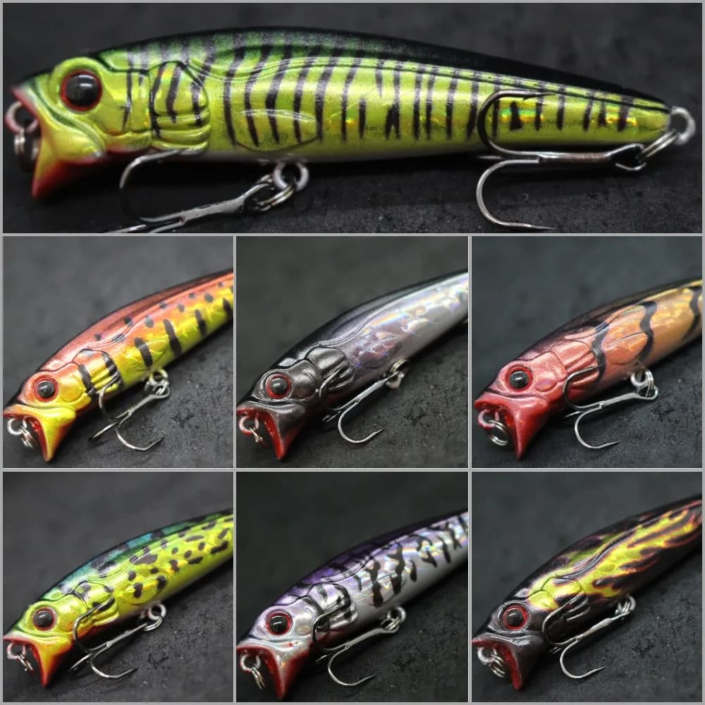 WLure Fishing Lure 7.5cm 9.5g Topwater Popper Walking Lure ZigZag Action Floating Bait 3D Hard Eyes W751