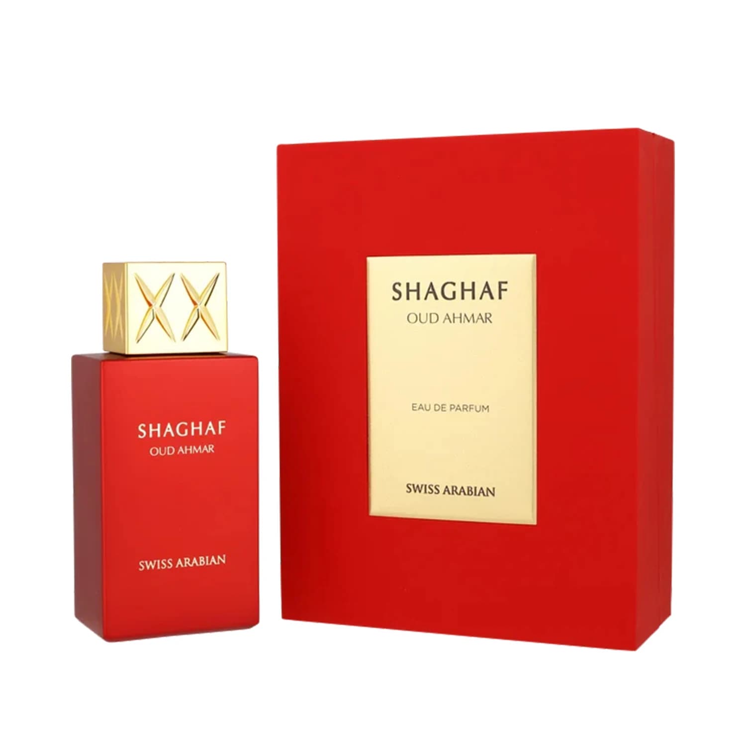 Swiss Arabian Shaghaf Oud Ahmar Eau De Parfum Spray for Unisex – Intense Oriental Oud, Saffron, Rose & Warm Amber Scent, Long-Lasting Addictive Fragrance, Perfect Gift, 2.5 Fl oz / 75 ml