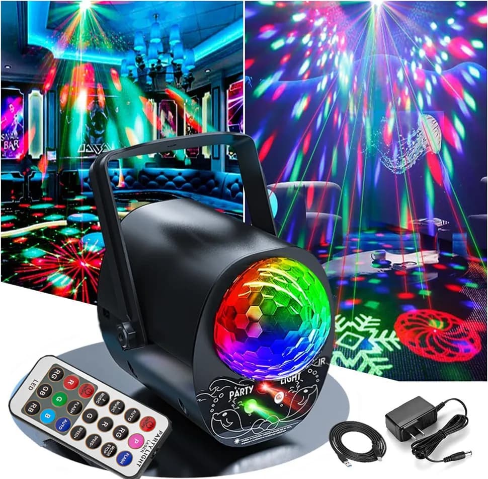 Disco Ball Party Light Dj Laser Projector Light UV Sound Control Strobe Party Holiday KTV Bar Wedding Christmas Club Decoration