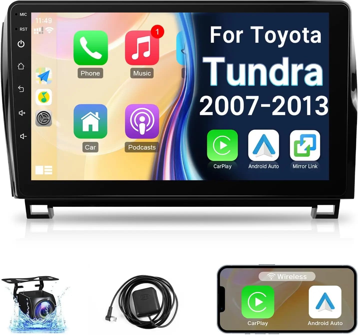 Per Toyota Tundra 2007-2013 e Toyota Sequoia 2008-2019 Radio Touch Screen da 10.1 pollici Autoradio Wireless Apple CarPlay Android Aut