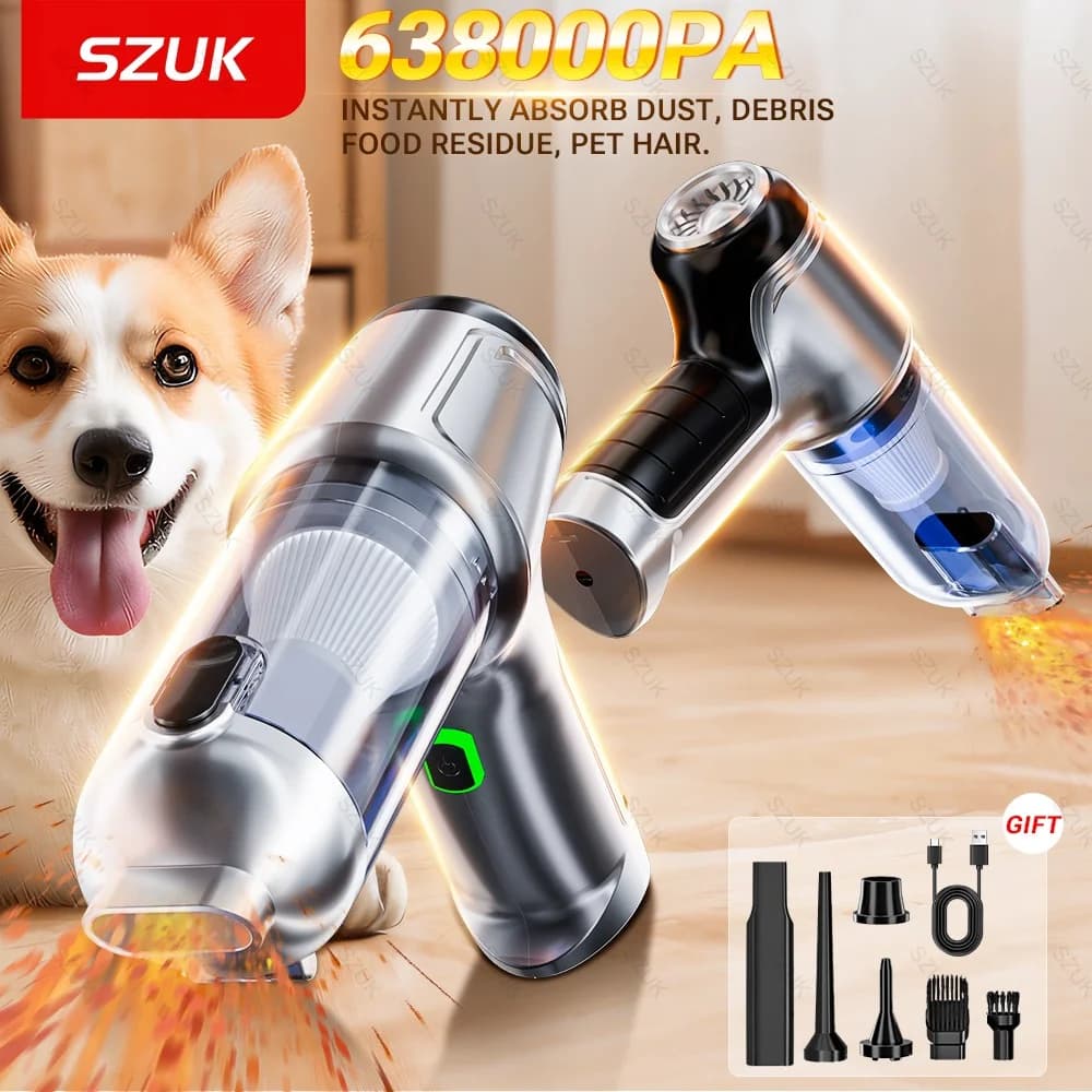 SZUK Aspirapolvere per auto 638000PA Potente macchina per la pulizia dell'auto senza fili Mini aspirapolvere portatile senza fili