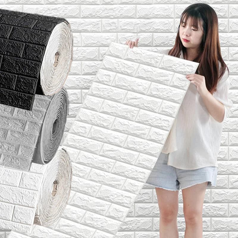 Wallpaper with 70 cm 3D brick pattern, soft foam material, waterproof wall stickers, self-adhesive wall art DIY for home decoration
