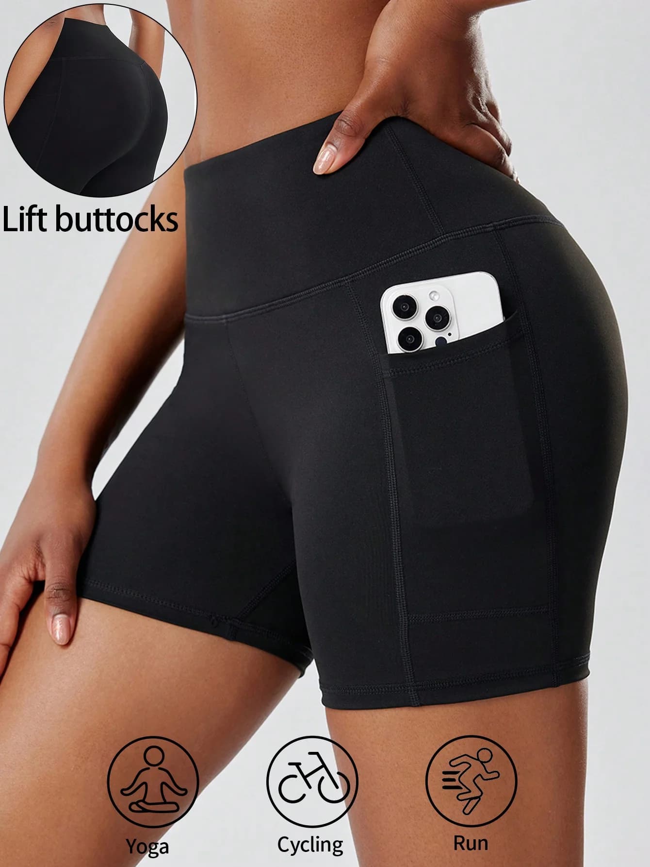 Women's yoga shorts, leggings with pockets, blacks, high-life belly control, black biker shorts, women's sports shorts, breathable