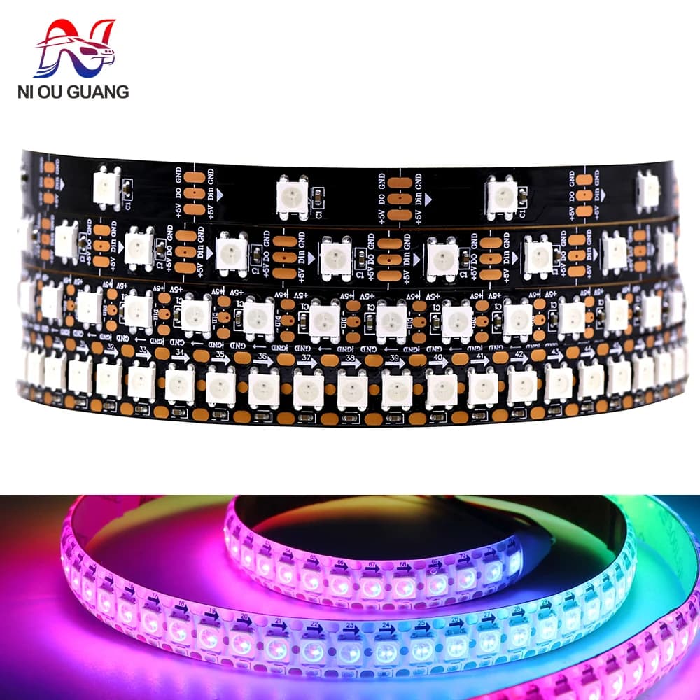 WS2812B WS2811 WS2815 WS2813 Strisce LED RGBIC 30/60/144 pixel per metro luci intelligenti indirizzabili individualmente DC5V/12V