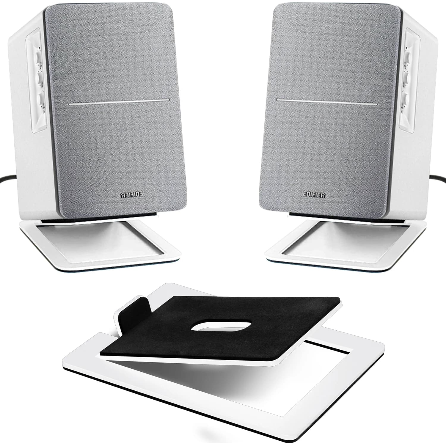 Supporto per altoparlante per suono stereo migliorato e assorbimento degli urti, base per altoparlante per supporto per altoparlante per laptop o staffa per altoparlante da tavolo