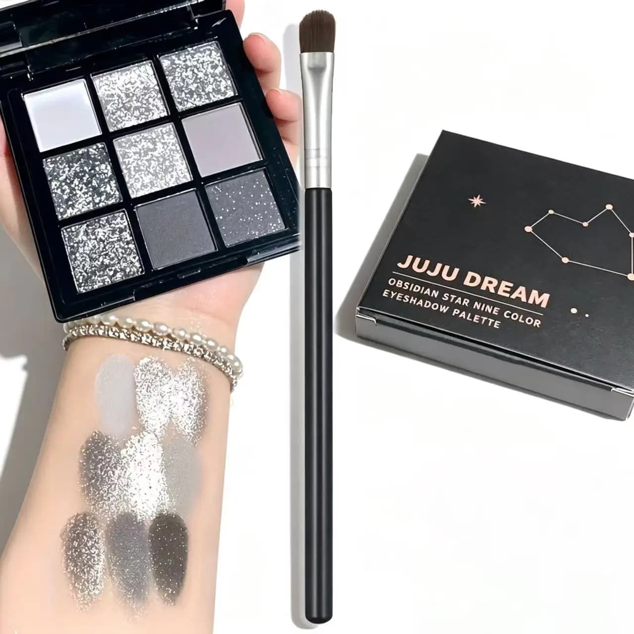 Smoky Eyeshadow Palettes With Brush Featuring Matte And Pearlescent Shades High Eyeshadow Long-Lasting Glitter Powder Palette