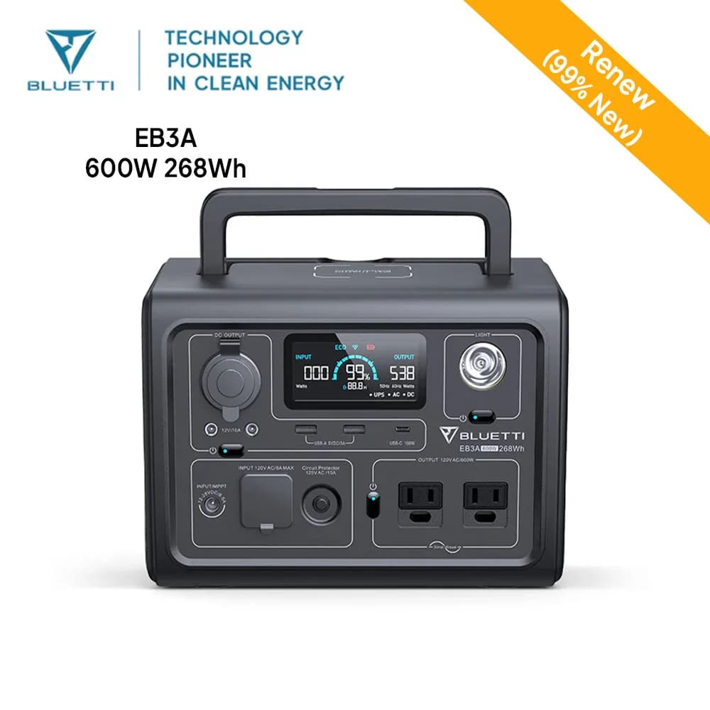 perRENOVO daBluETTI EB3A Portable Power Plant | Compact and efficient 600 W 268 Wh energy solution for domestic and outdoor use