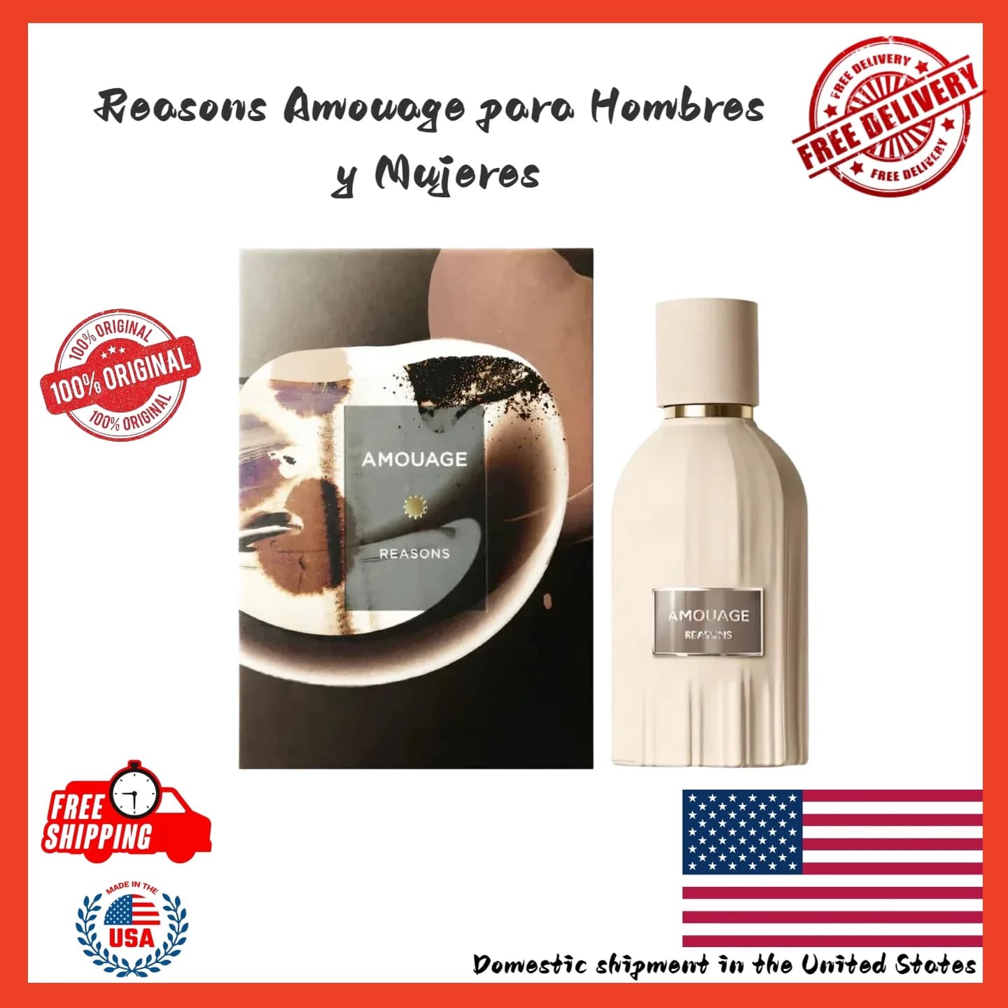 Amouage Reasons Essence de Parfum 100ml New Original Sealed Arab Luxury Fragrance Long-Term, Suitable for Daily Use