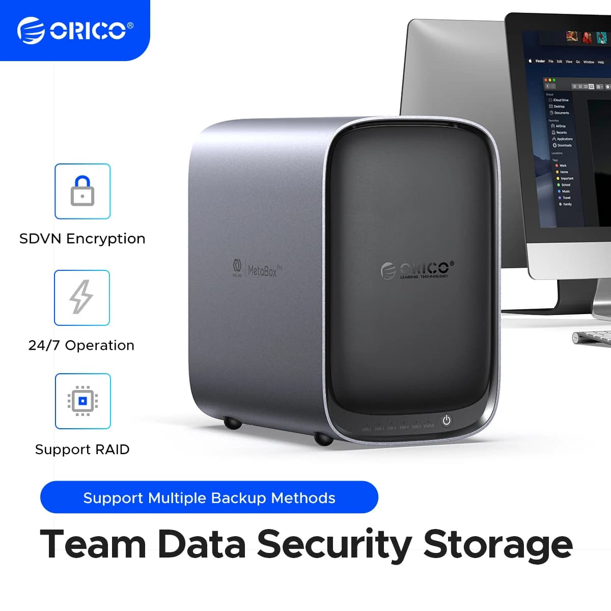 ORICO MetaBox Team Storage Supporto archiviazione collegato alla rete Type-C da 3,5" Docker Accesso multi-conto Crittografia di sicurezza NAS