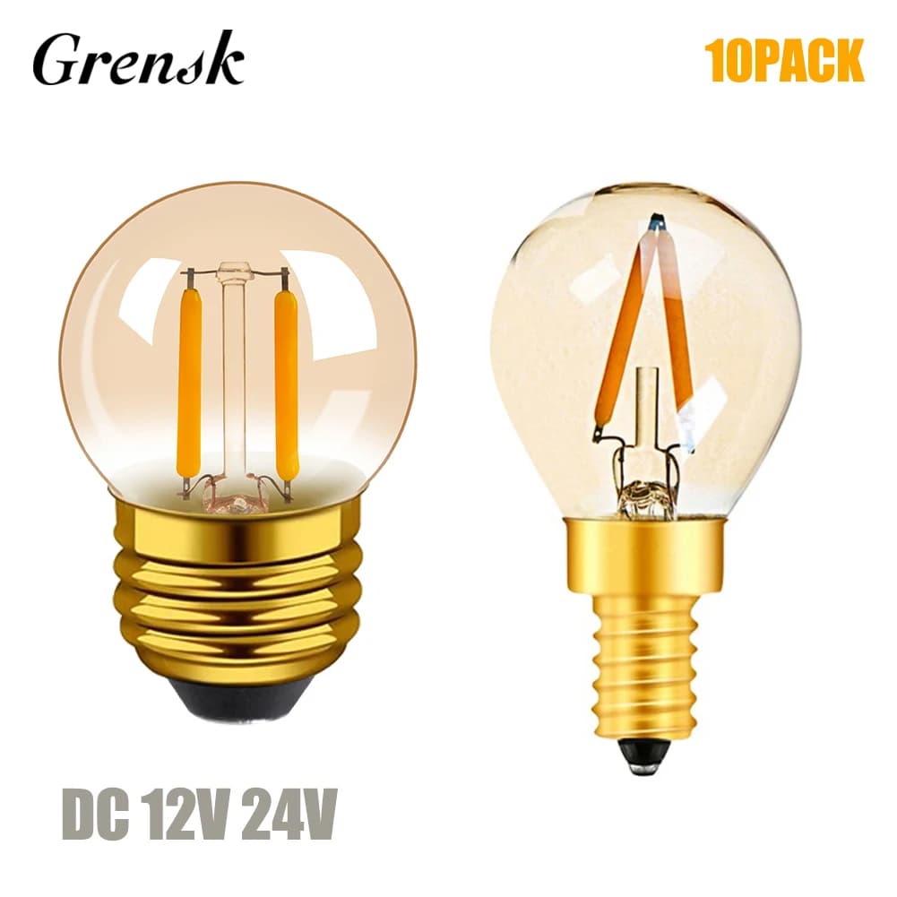 Grensk DC/AC 12V 24V lampada a Led G40 1W lampadina a filamento luci a stringa per esterni lampadina di ricambio Vintage Warm 2200K E14 E27 lampadina a Led