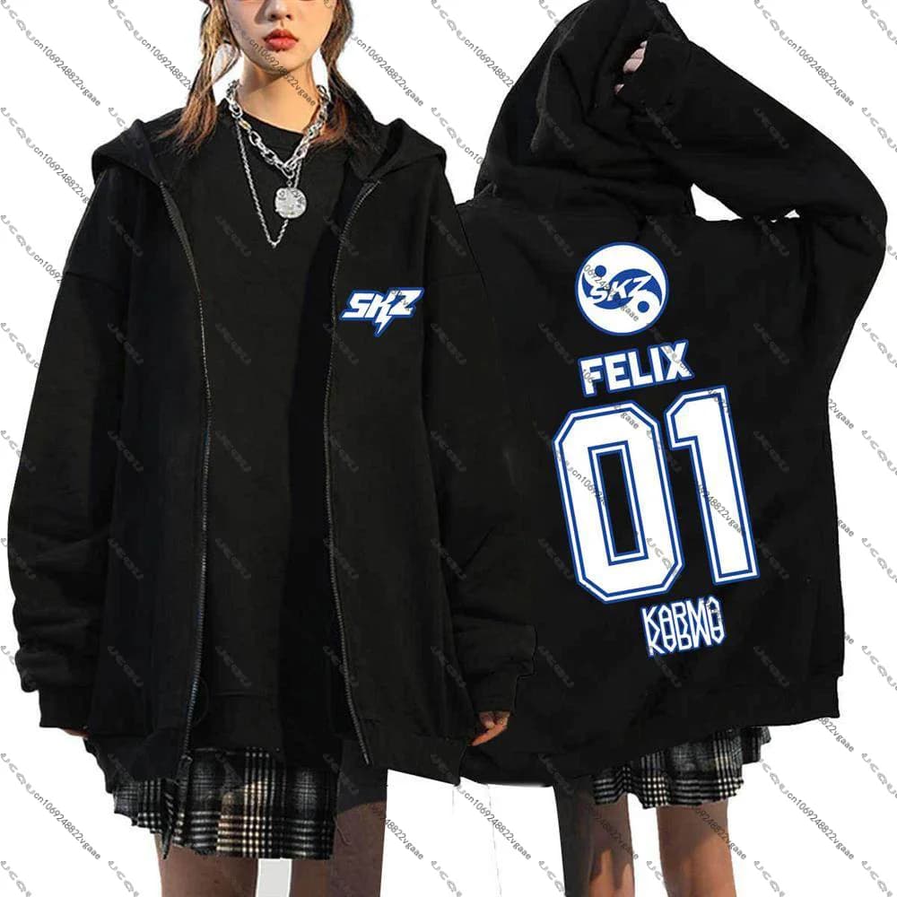 Kpop H-Hyunjin S-Stray Kids T-shirt, Top Casual S-SKZ Karma, Zip sweatshirt for Korean Fans 2026