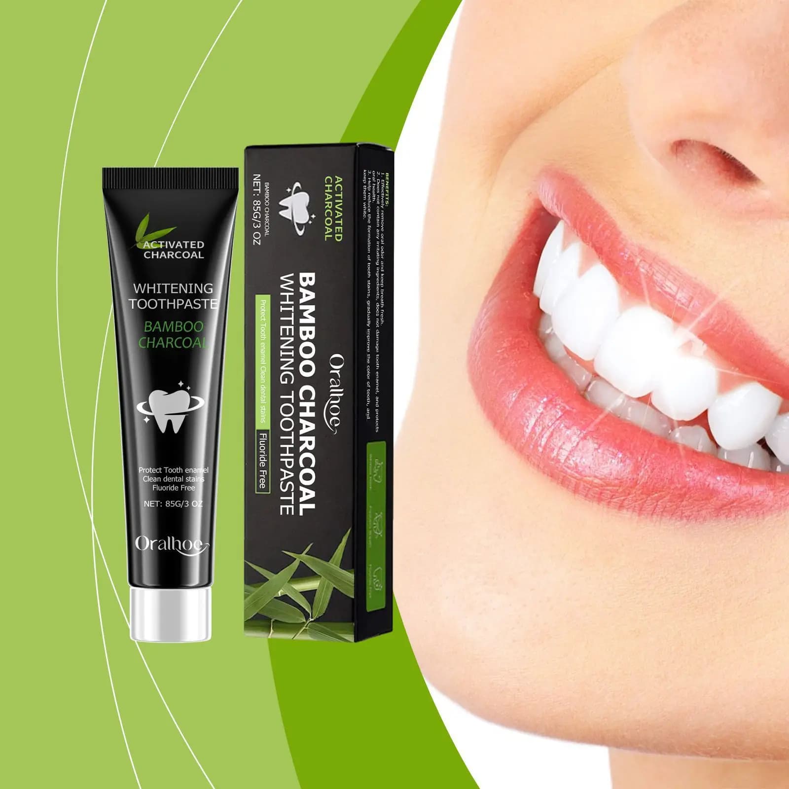 Oralhoe 85g Bamboo Carbon Remove Yellow Tooths Cleaning Dentifricio Alito Bad Cleaning Flat Macchia Whitening Toothpaste