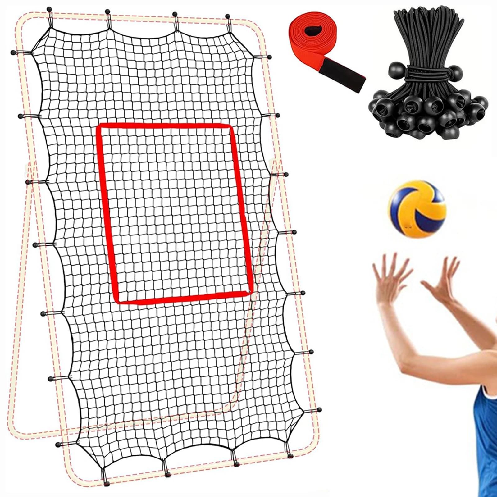 Volleyball Rebounder Net Portable 7x4 ft Rebound Net for Gym Yard Playground,Rebound Net Volleying Bumping Spiking Accessories
