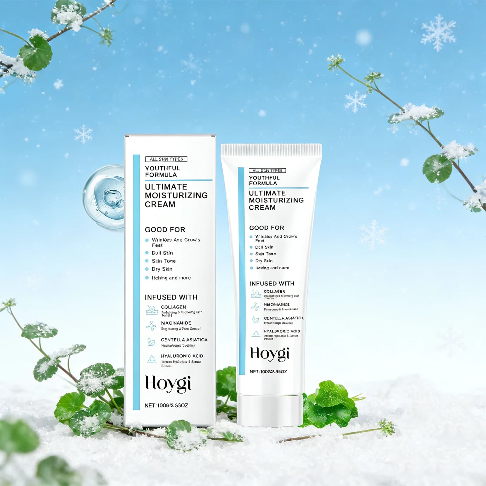 HOYGI Crema Idratante Definitiva 100g Formula Ringiovanente Ripara i Danni Crema Anti-Rughe Rassodante