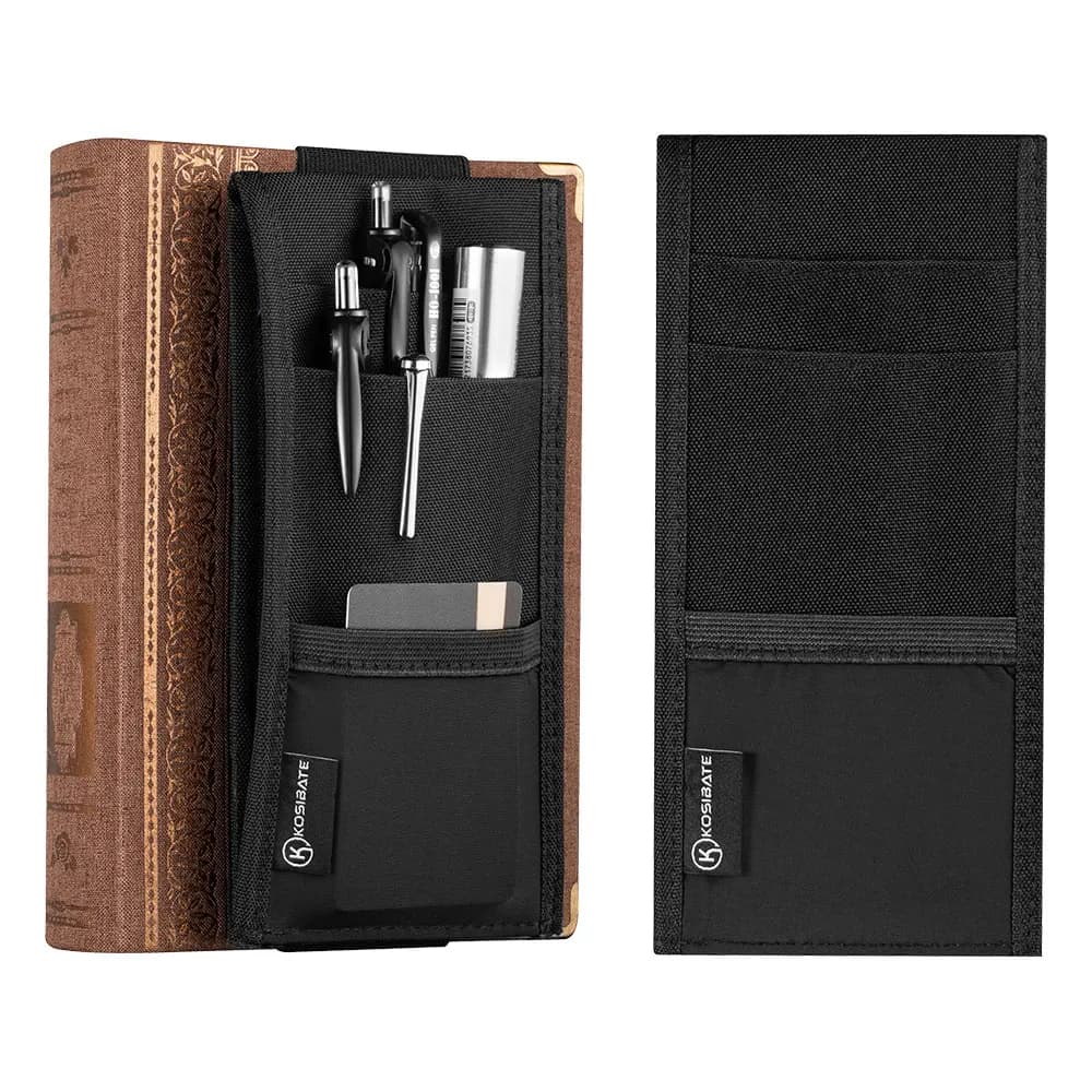 Portapenne Kosibate con fascia elastica, portapenne, custodia per penna regolabile per riviste con copertina rigida, pianificatori, quaderni, libri