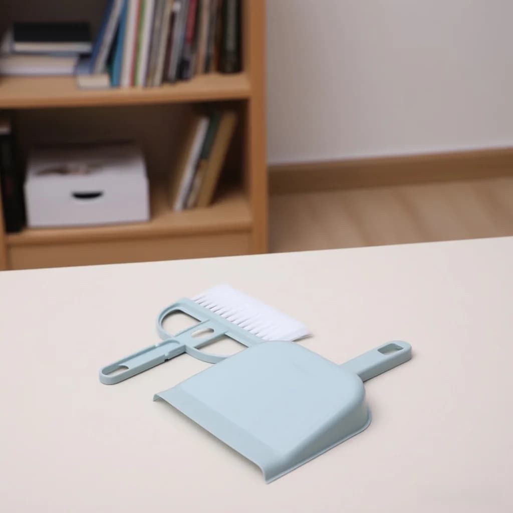 Mini set of broom and blue table shovel, small brush for cleaning for table, keyboard, office and house, portable tool for sweeping the desk