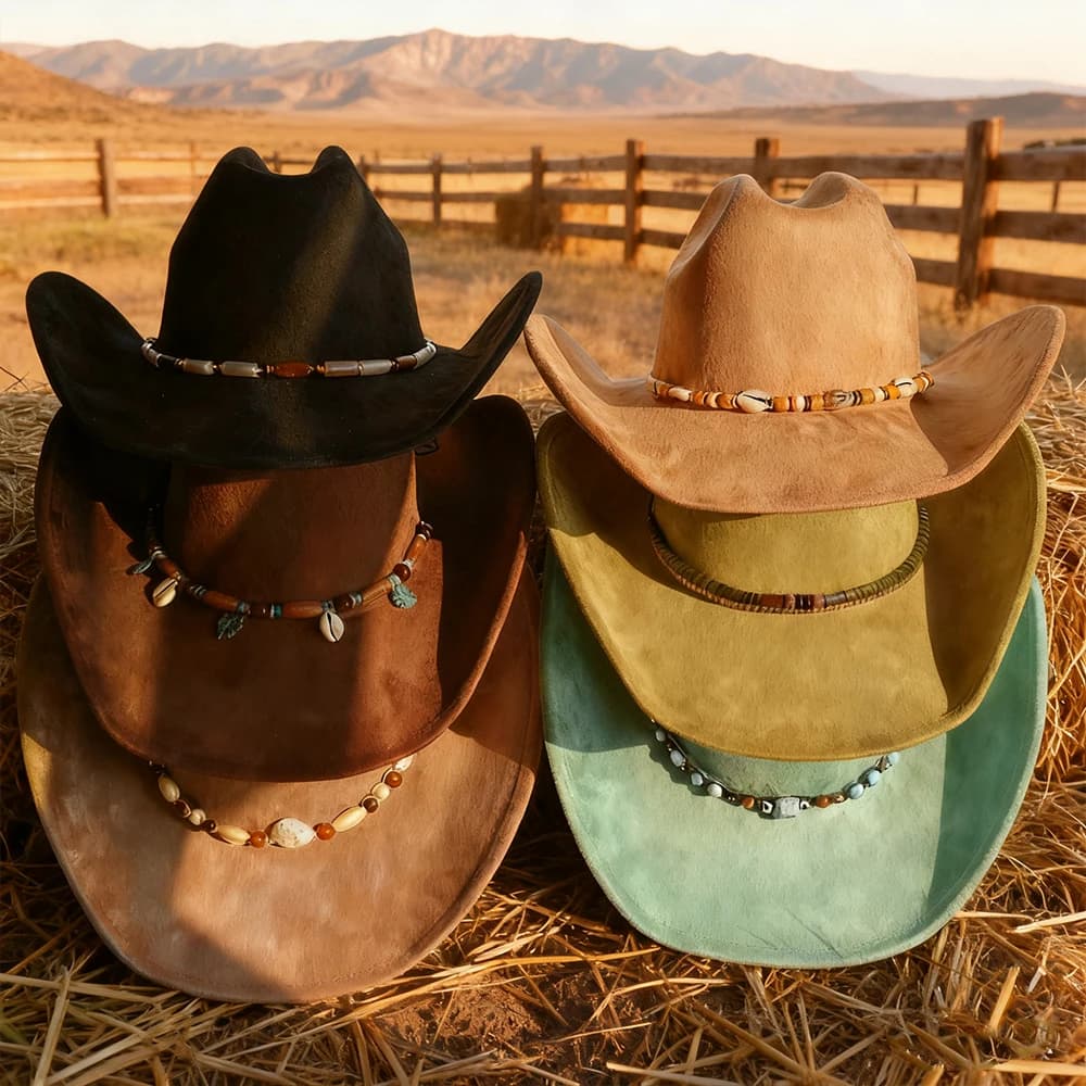 New wide stretch cowgirl hat by cowboy in suede vegan hat Fedora felt for woman man hat all-fly classic and fashionable sombrero vaquero