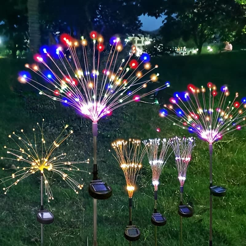 1 confezione di luci solari per fuochi d'artificio per esterni, luci per fuochi d'artificio per illuminazione natalizia per giardino, patio, Halloween, Natale, matrimonio, decorazioni murali