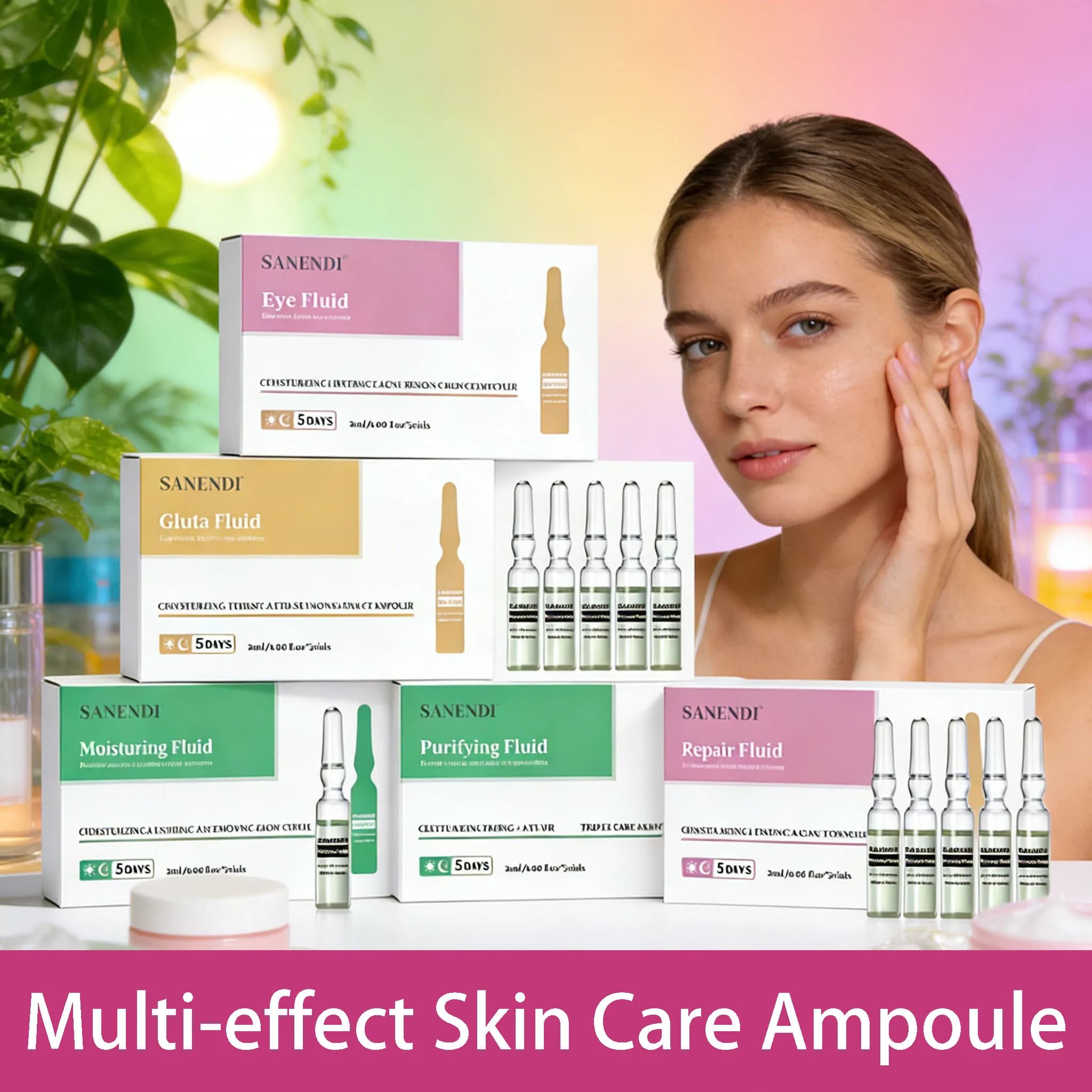 Ampoule Coreana per la Cura della Pelle con GSH, Peptidi e Collagene, Essenza Fluida Leggera, Idratante, Rassodante, Idratazione Profonda, Siero Multi-effetto