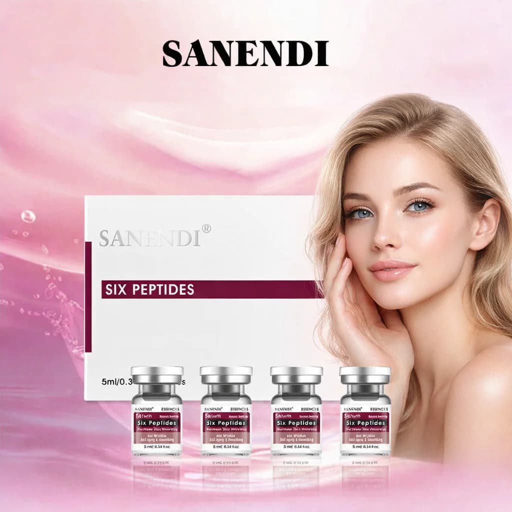 SANENDI Siero all'Acido Ialuronico con Sei Peptidi e Essenza di Vitamin C, Solution Korean Liquid for Skin Care, Product of Hydrating Beauty 5ml 10 Fiale
