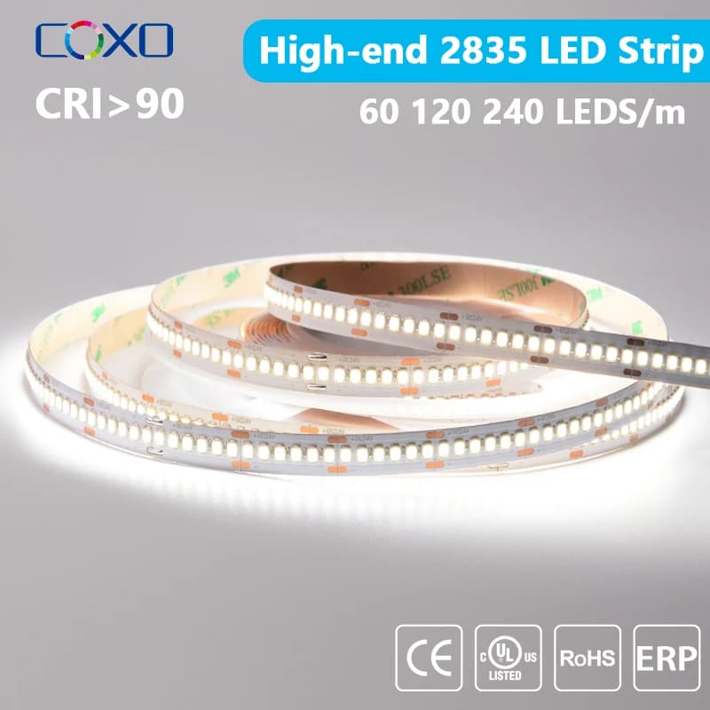 Striscia LED 2835 certificata UL 120 240 LED/m 16,4 piedi Nastro flessibile LED RA90 SMD2835 Luci LED 3000K-6000K DC12V 24V