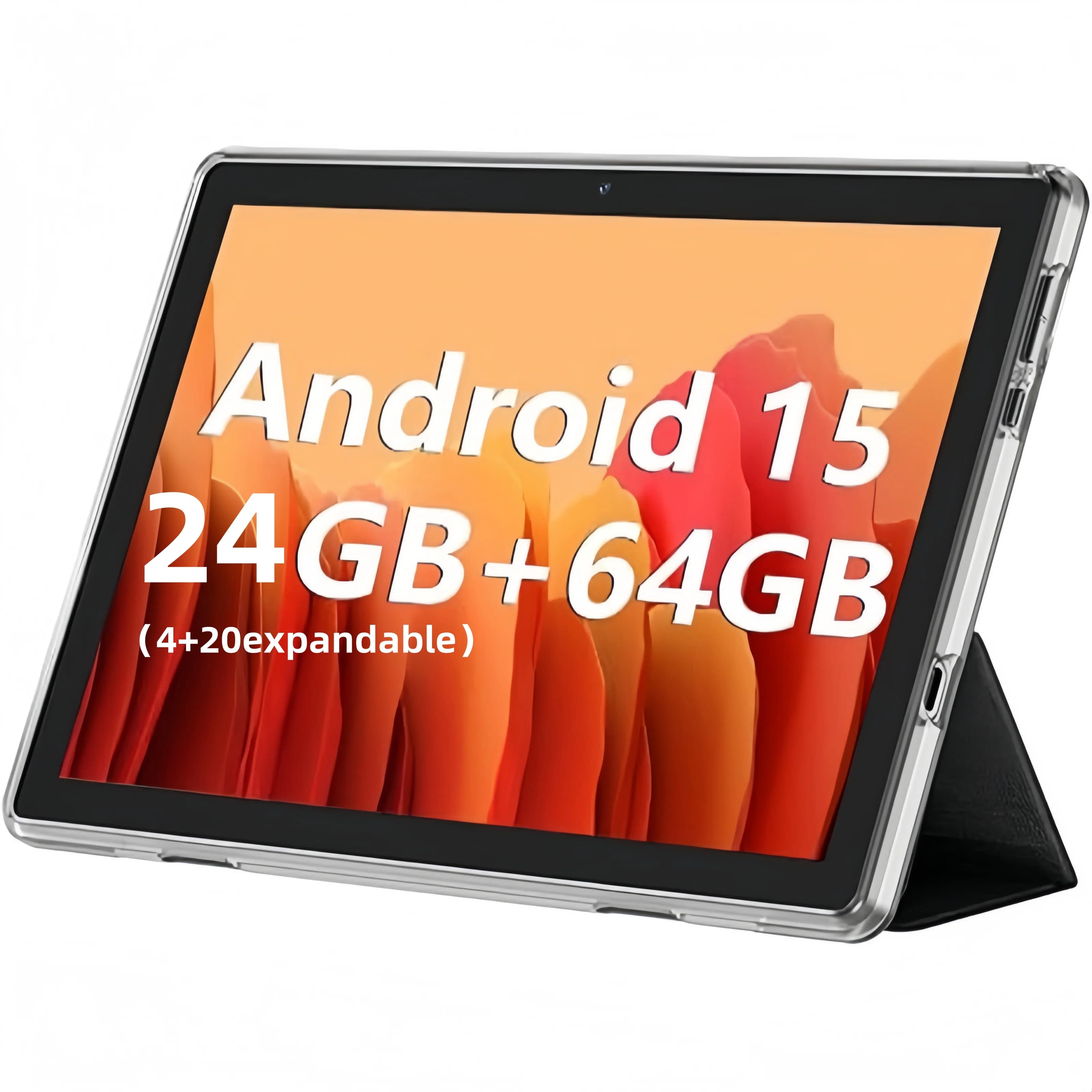 COLORROOM K12E Android 15 Tablet 10.1 Inch Tablet PC with Protective Case, 24GB RAM 64GB ROM, IPS GMS Certified, 1TB Expandable