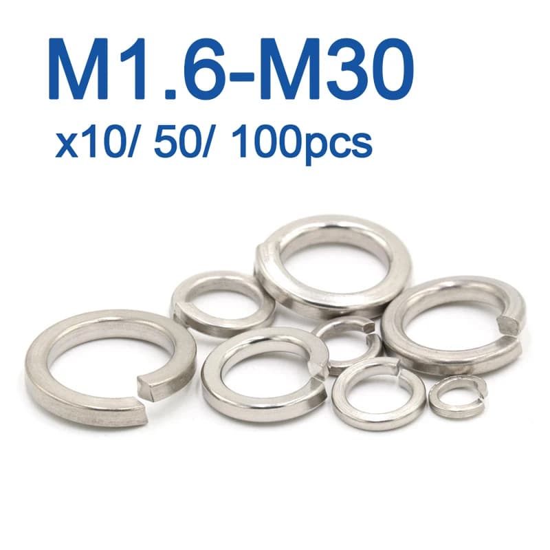 10/50/ 100 pezzi Rondella di bloccaggio divisa a molla Guarnizione elastica M1.6 M2 M2.5 M3 M4 M5 M6 M8 M10 M12 M16 M24 M27 M30 A2 Acciaio inossidabile
