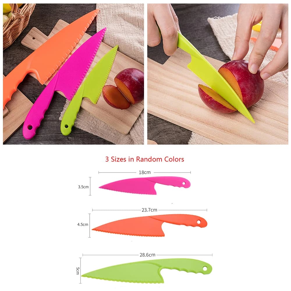 Children's safe colored kitchen knife Chef knives in Nylon fruit bread cake salad knives for salads Set of plastic kitchen utensils 2022