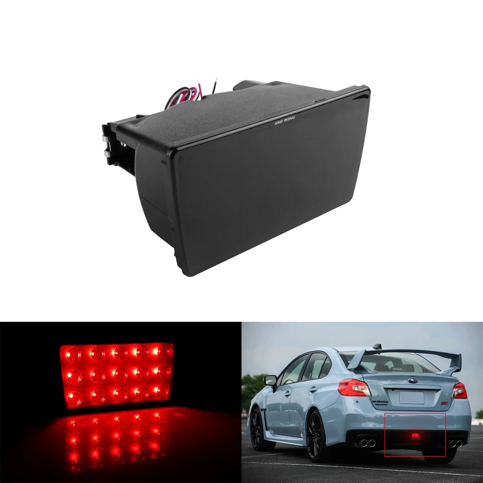 ANGRONG 1x Lente Nera LED F1 Stile Fendinebbia Posteriore Freno Stop Fanale posteriore Per Subaru WRX STi XV Impreza 12V