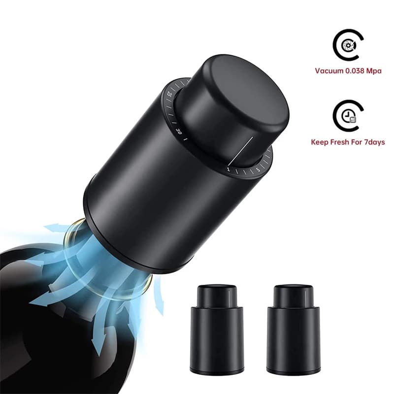 LMETJMA Wine bottles caps Reusable vacuum wine caps Pump to store wine to keep your wine fresh up to 7 days KC0427