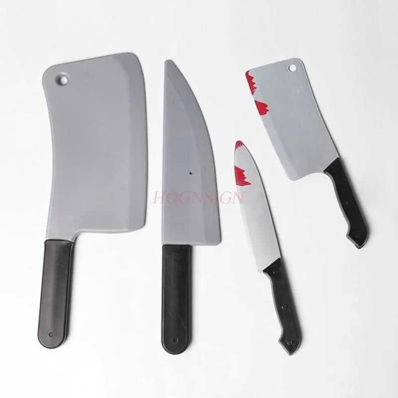 Puntelli di Halloween cos horror con coltello a punta di sangue prestazioni plastica simulazione arma ascia sega coltello da cucina falso machete